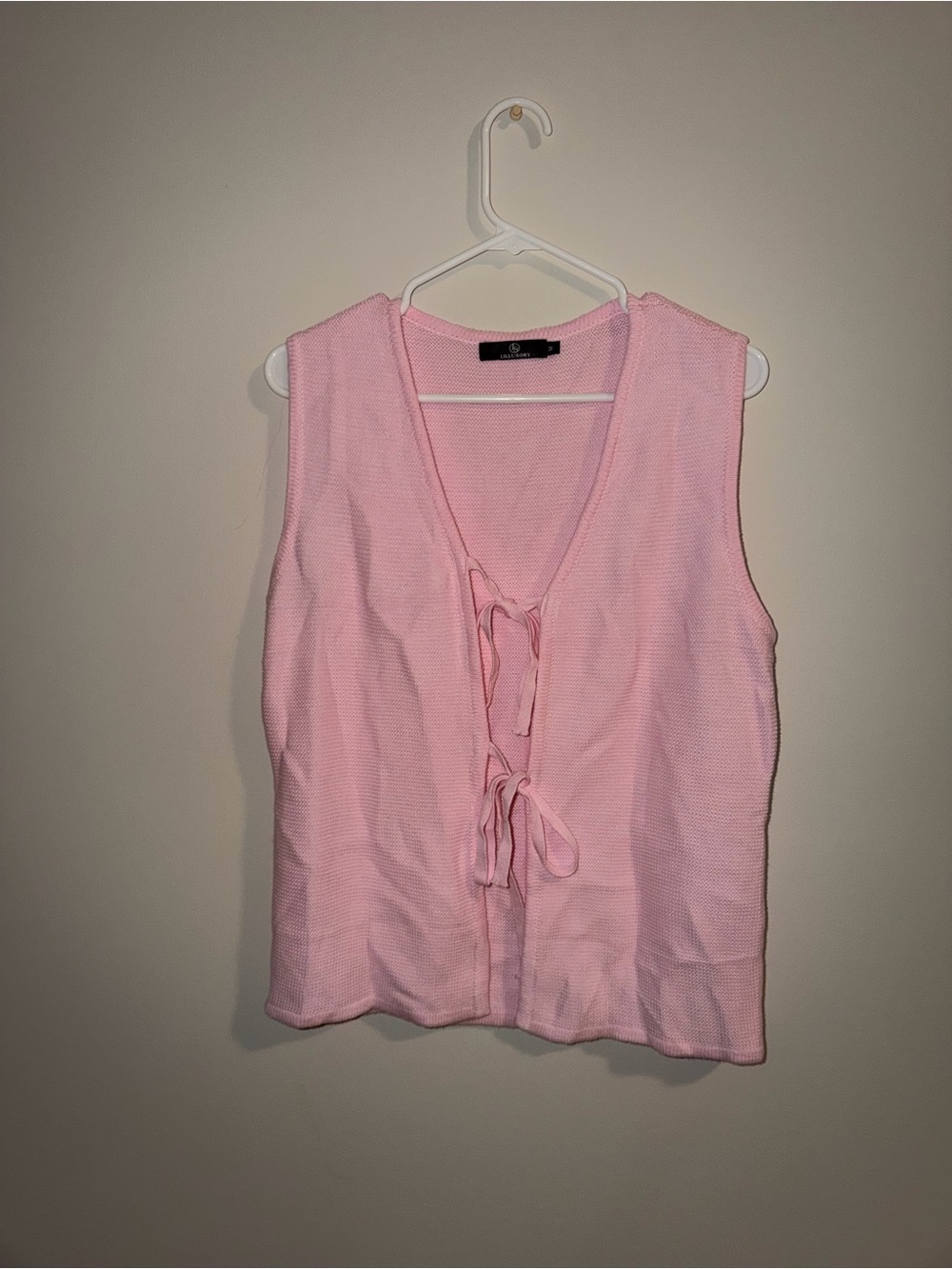 Light Pink Tie-Front Sleeveless Top